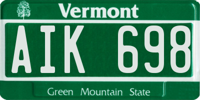 VT license plate AIK698
