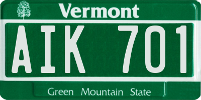 VT license plate AIK701