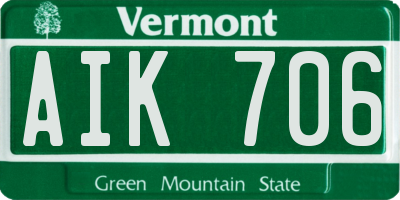 VT license plate AIK706