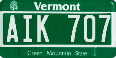 VT license plate AIK707
