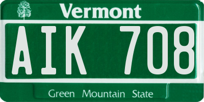 VT license plate AIK708