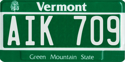 VT license plate AIK709