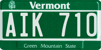 VT license plate AIK710