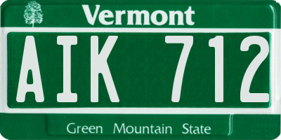 VT license plate AIK712