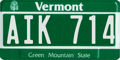 VT license plate AIK714