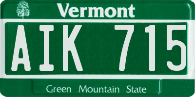 VT license plate AIK715