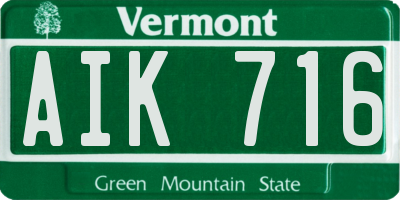VT license plate AIK716