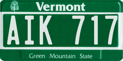 VT license plate AIK717