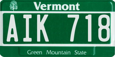 VT license plate AIK718