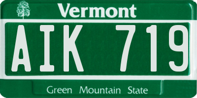 VT license plate AIK719