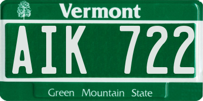 VT license plate AIK722