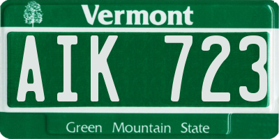 VT license plate AIK723