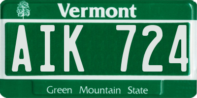 VT license plate AIK724