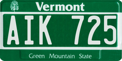 VT license plate AIK725