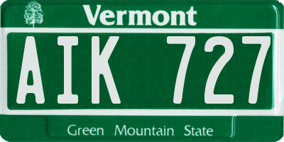 VT license plate AIK727