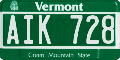 VT license plate AIK728