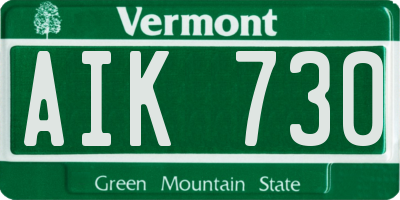 VT license plate AIK730
