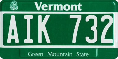 VT license plate AIK732