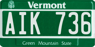 VT license plate AIK736