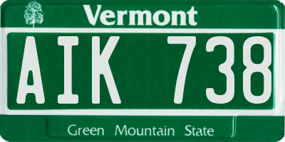 VT license plate AIK738