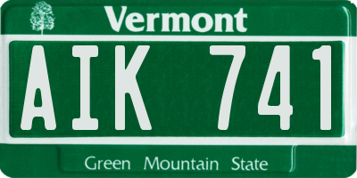 VT license plate AIK741