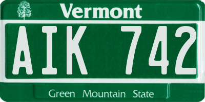 VT license plate AIK742