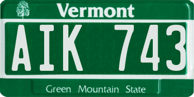 VT license plate AIK743
