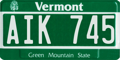 VT license plate AIK745