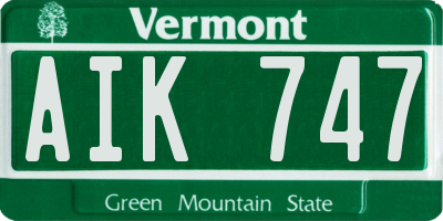 VT license plate AIK747