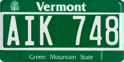 VT license plate AIK748
