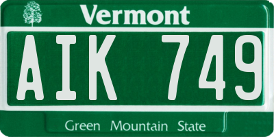 VT license plate AIK749