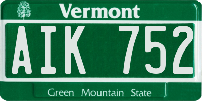 VT license plate AIK752