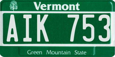 VT license plate AIK753