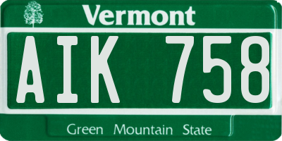VT license plate AIK758