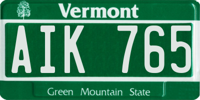 VT license plate AIK765