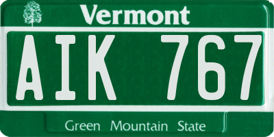 VT license plate AIK767