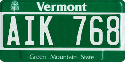 VT license plate AIK768