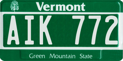 VT license plate AIK772