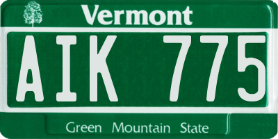 VT license plate AIK775