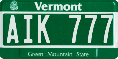 VT license plate AIK777