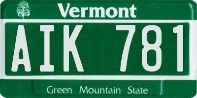 VT license plate AIK781
