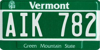 VT license plate AIK782