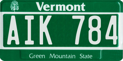 VT license plate AIK784