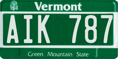VT license plate AIK787