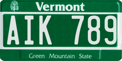 VT license plate AIK789