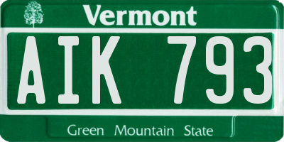 VT license plate AIK793