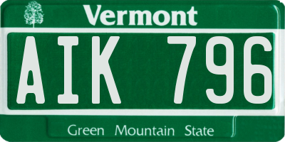 VT license plate AIK796