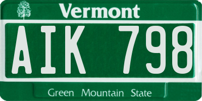 VT license plate AIK798