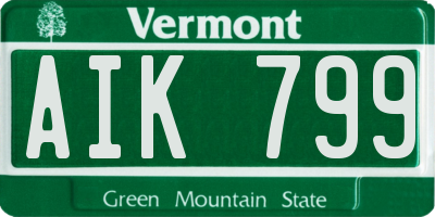 VT license plate AIK799