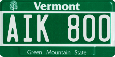 VT license plate AIK800